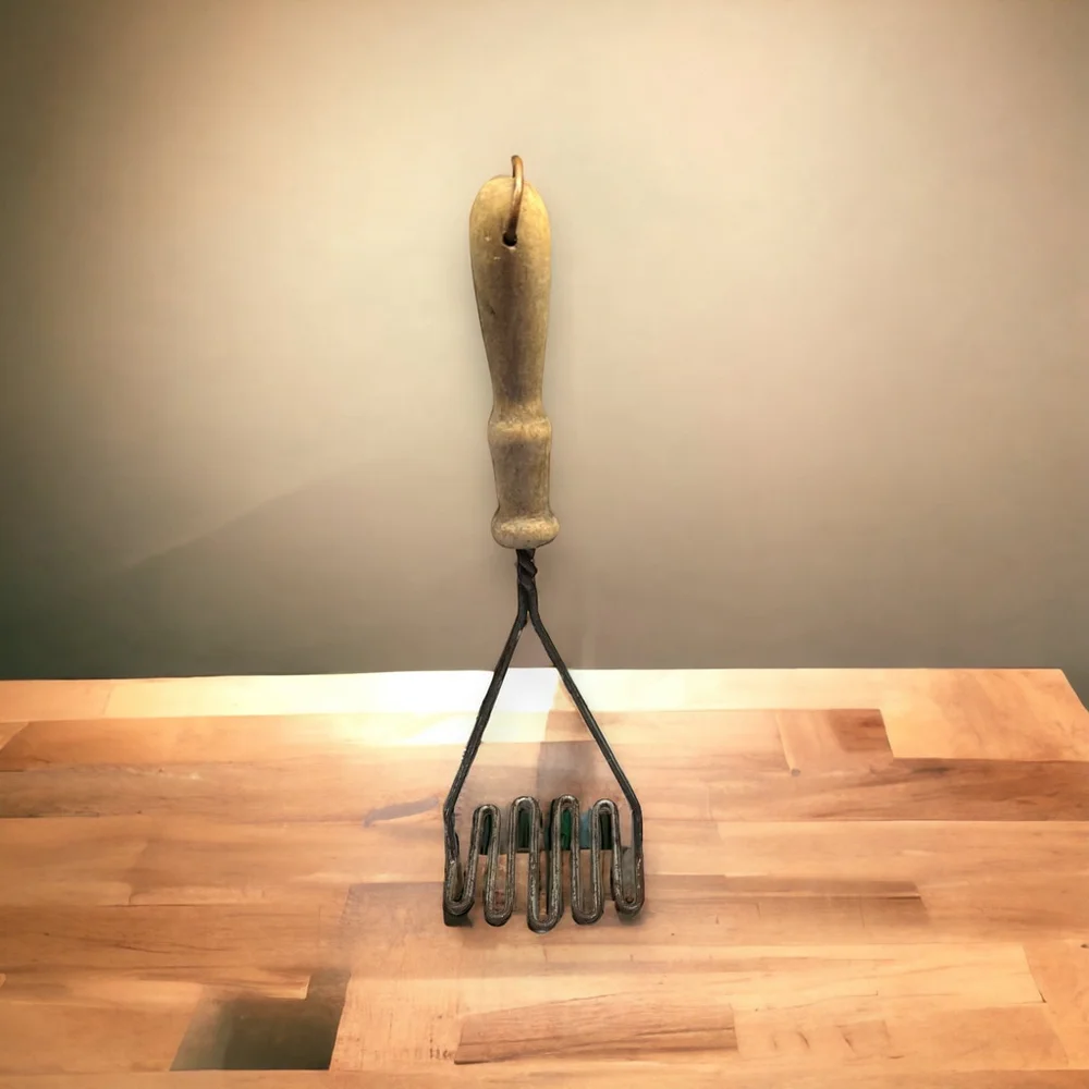 Rustic Potato Masher Vintage Retro Natural Wood Gadget Farmhouse Kitchen Decor